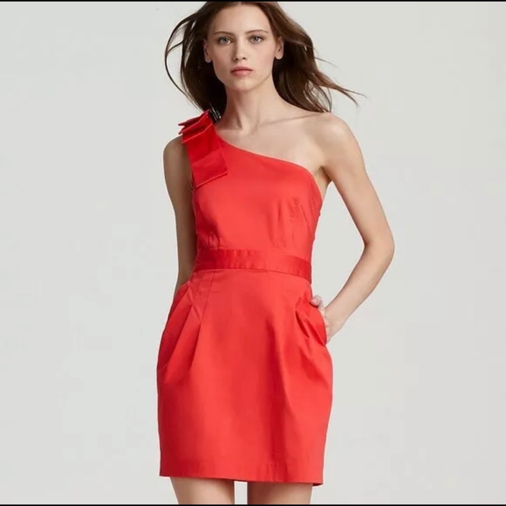 French Connection Red One Shoulder Dress Size 2